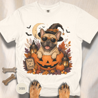 French Bull Dog in a Jack-o-Lantern T-shirt