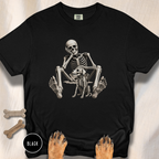 Skeleton Pets His Dog T-Shirt