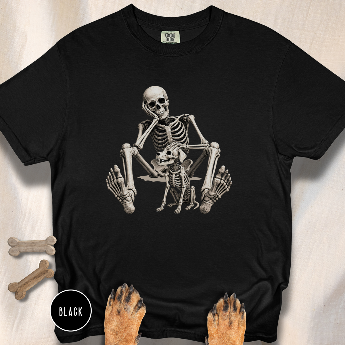 Skeleton Pets His Dog T-Shirt