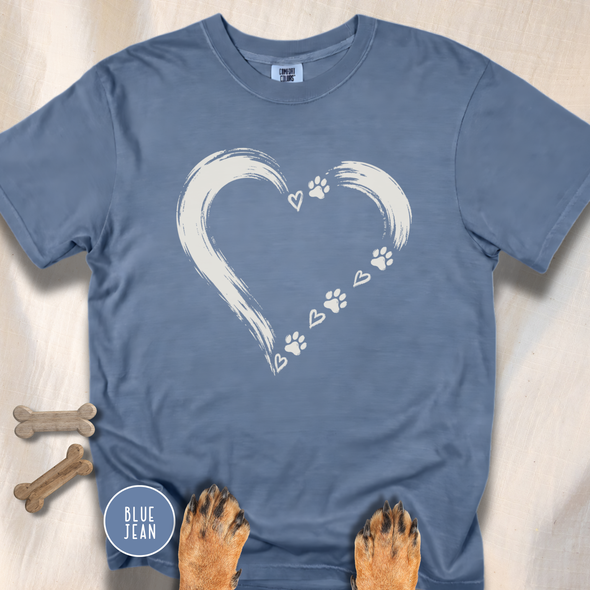 Brushstroke Heart Dog Paw T-Shirt