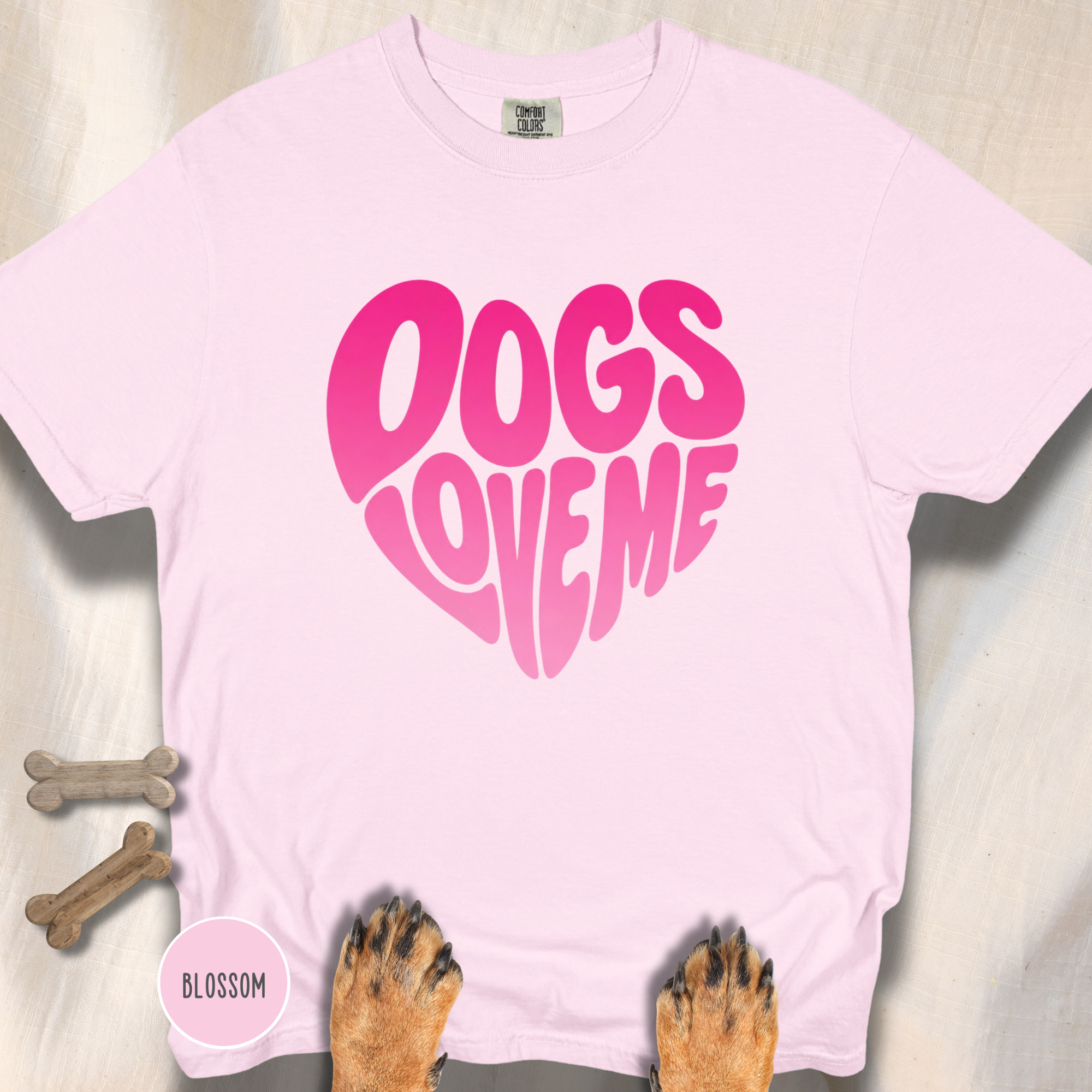 Dogs Love Me | Heart (Red or Pink) T-Shirt