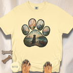 Lake Life Stained Glass Paw Print T-shirt