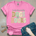 Easily Distracted by Dogs & Books faux patchwork T-Shirt
