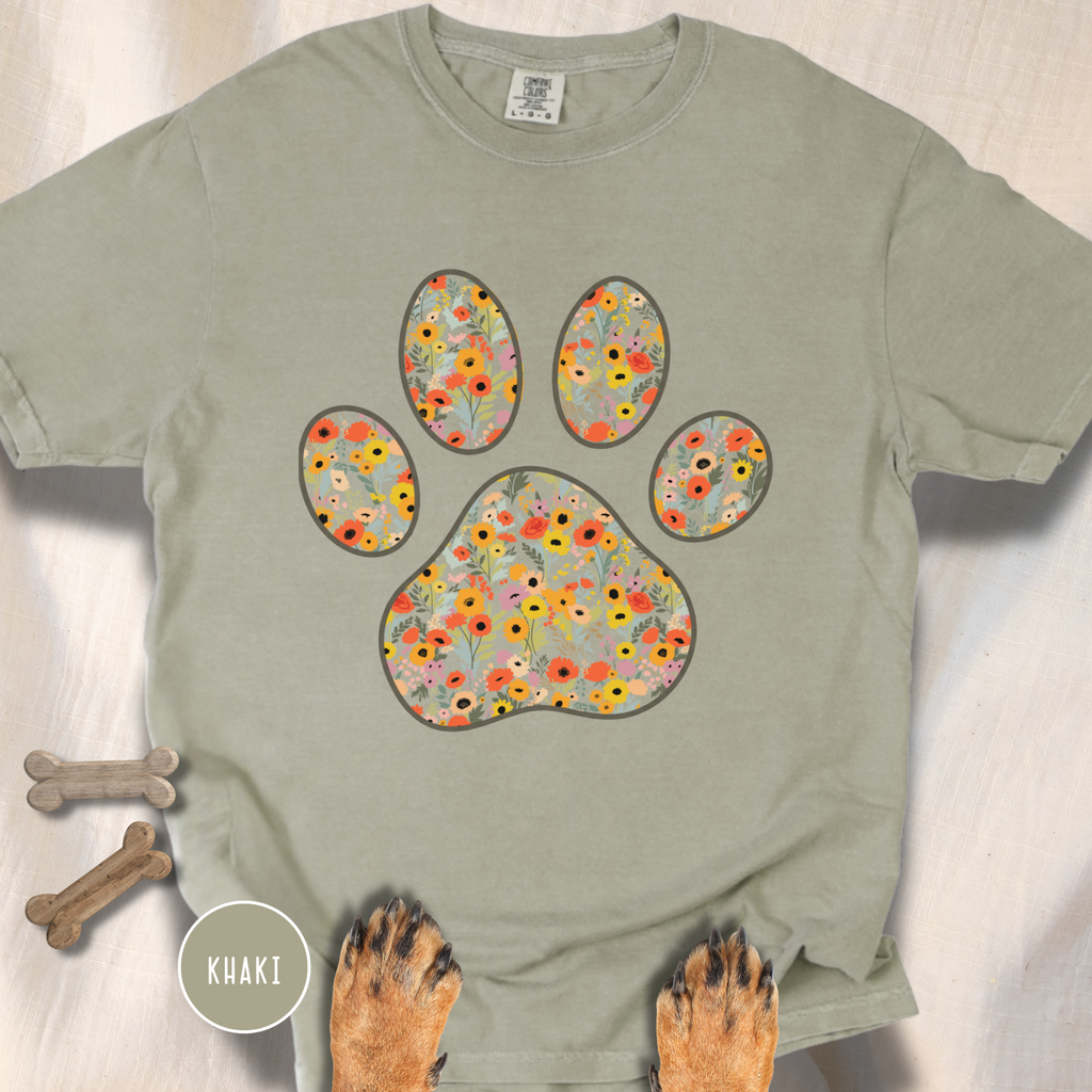 Fall Flowers Dog Paw T-shirt