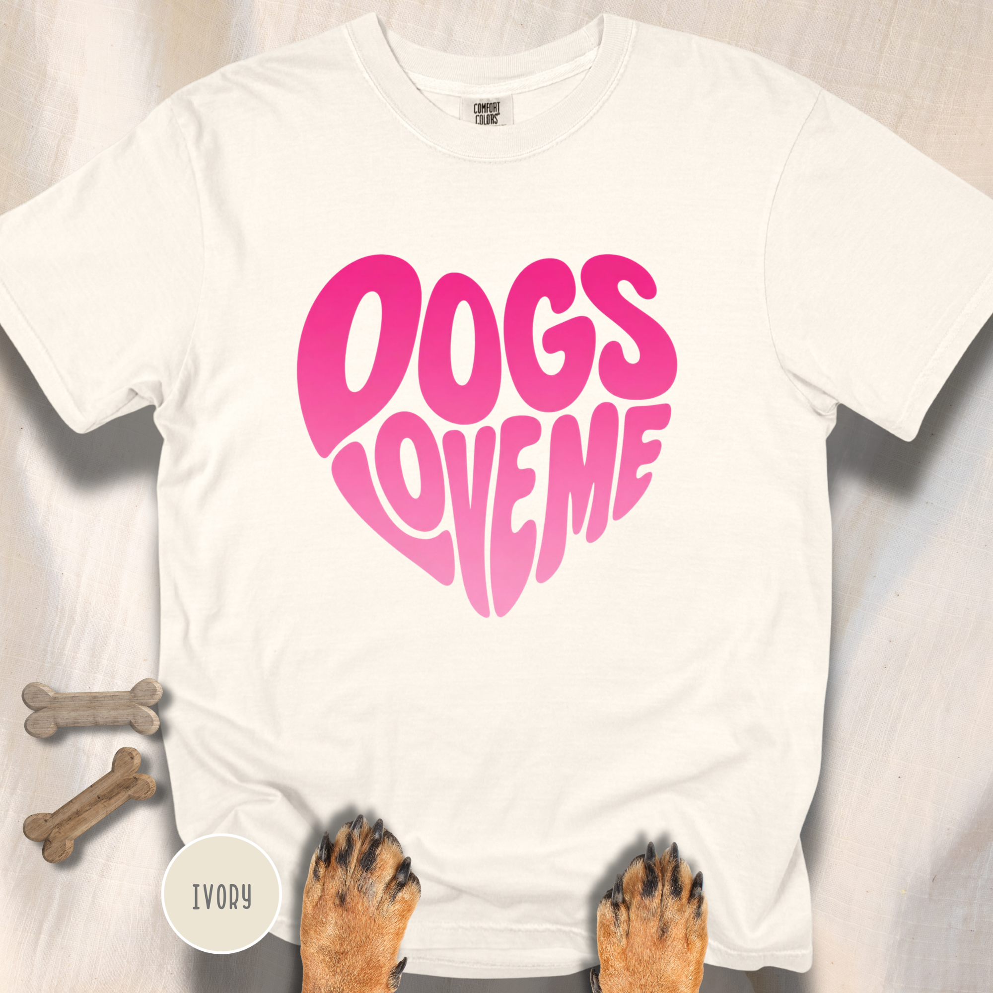 Dogs Love Me | Heart (Red or Pink) T-Shirt