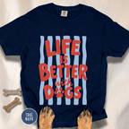 Life is Better with Dogs striped T-shirt