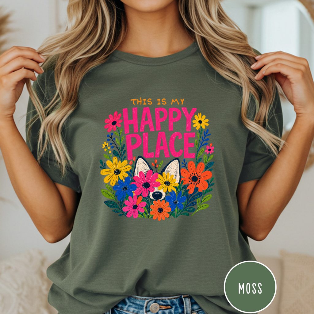 Dog in the Garden Happy Place T-shirt