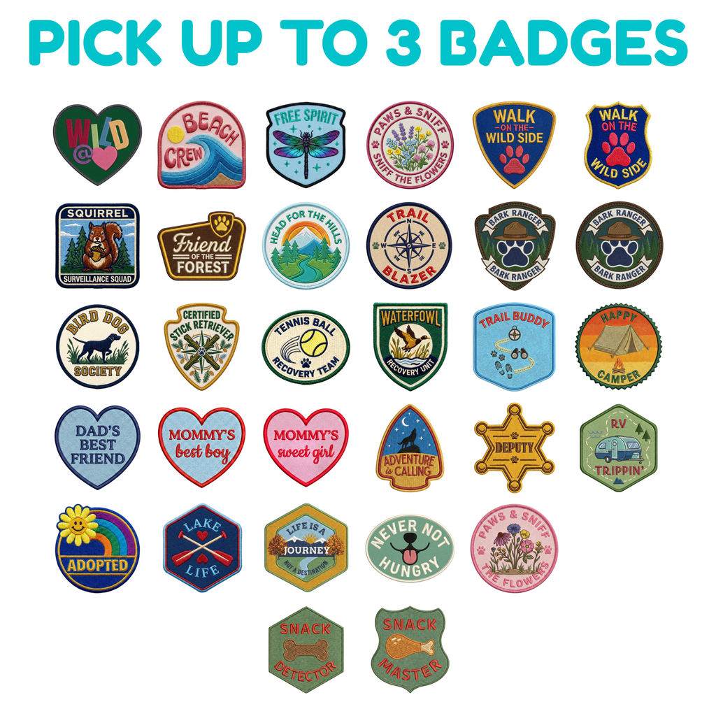 Personalized Adventure Dog Bandana | Choose Your Badges