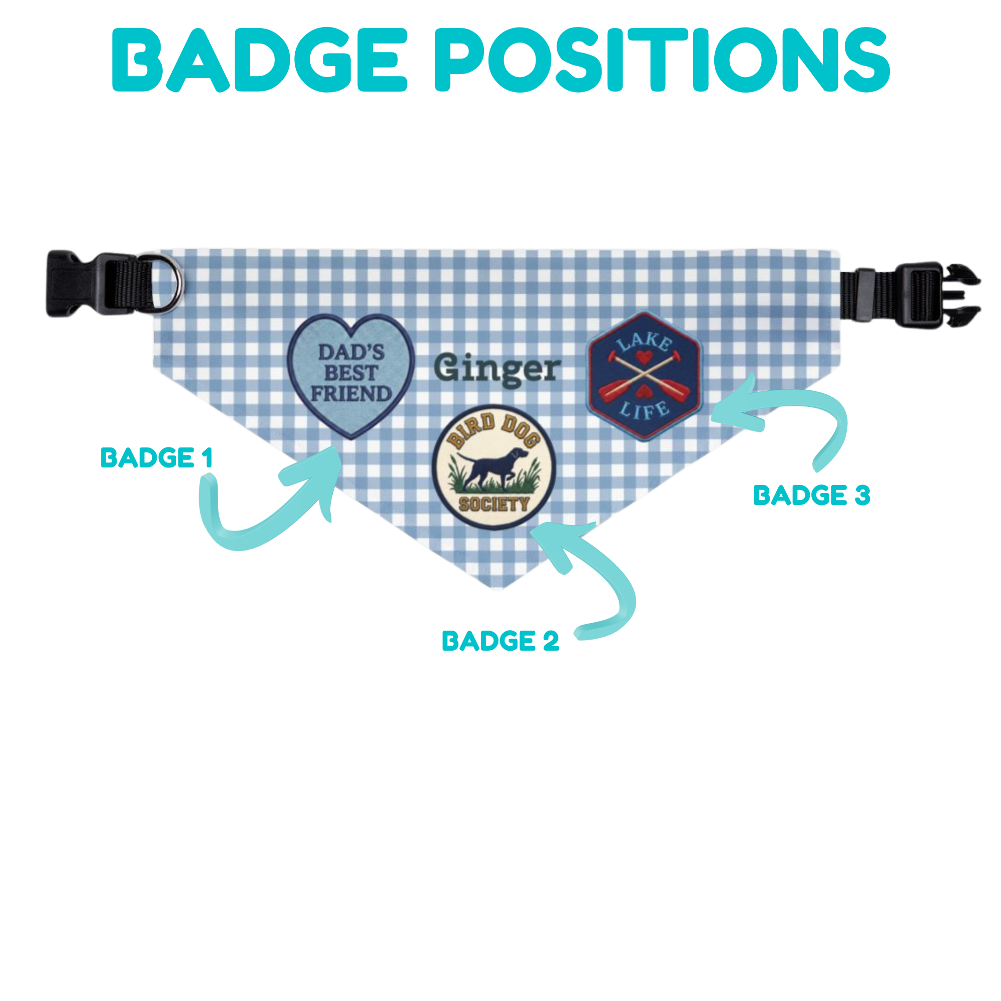 Personalized Adventure Dog Bandana | Choose Your Badges
