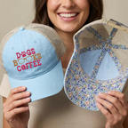 Dogs Books Coffee Embroidered Mesh Trucker Hat