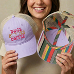 Dogs Books Coffee Embroidered Mesh Trucker Hat