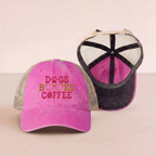 Dogs Books Coffee Embroidered Mesh Trucker Hat