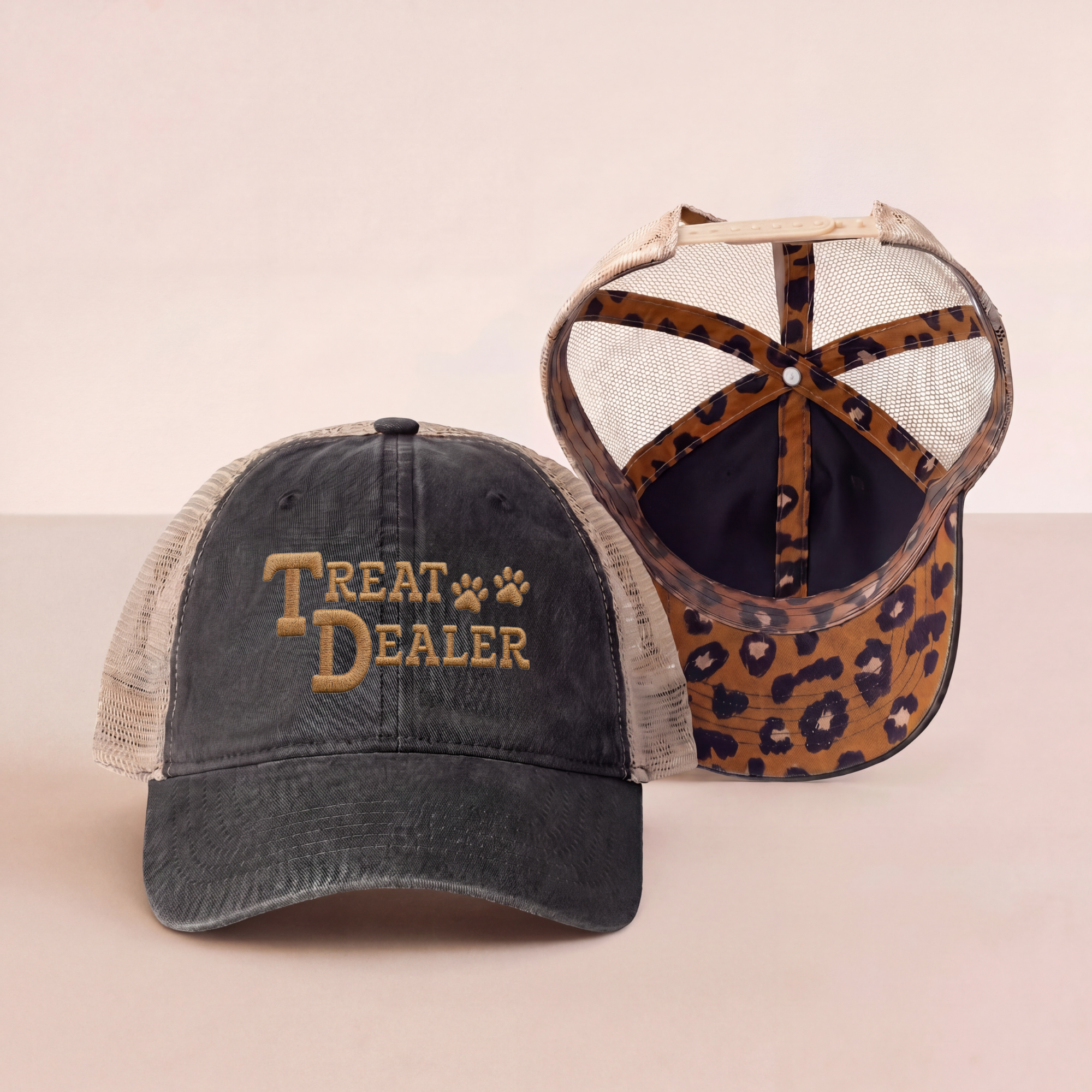 Treat Dealer Embroidered Leopard Trucker Hat