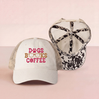 Dogs Books Coffee Embroidered Mesh Trucker Hat