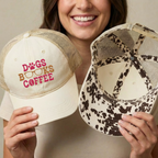 Dogs Books Coffee Embroidered Mesh Trucker Hat