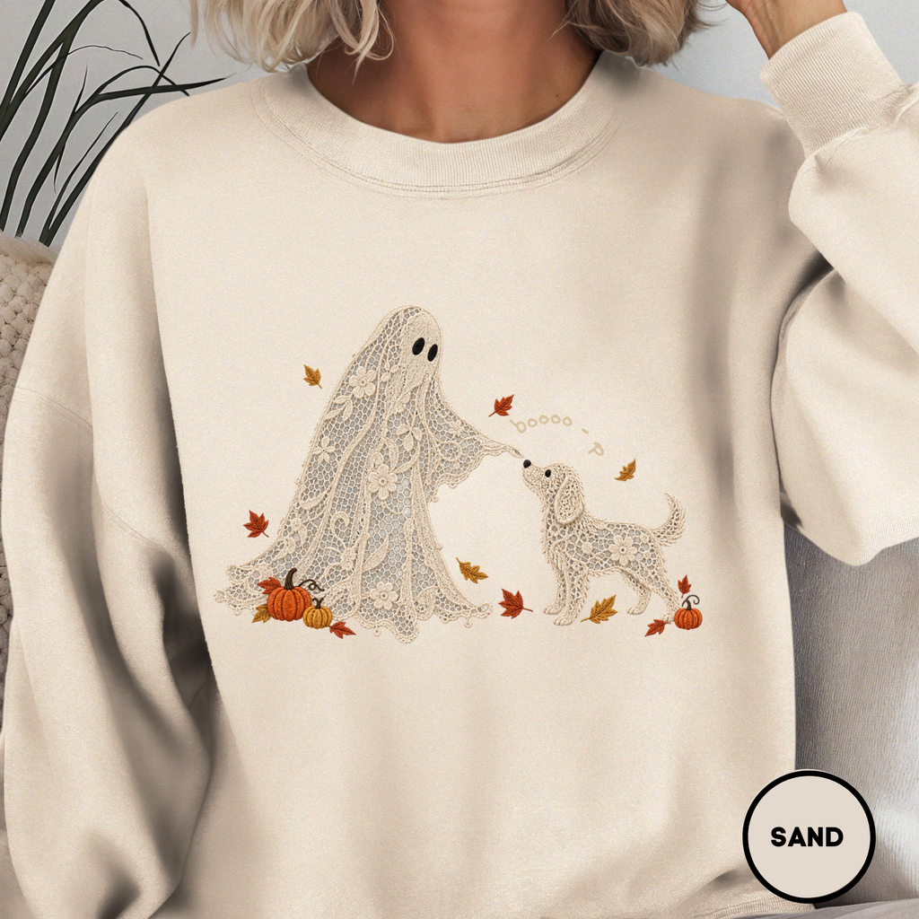 Lace Ghost and Dog Boooo-p Sweatshirt