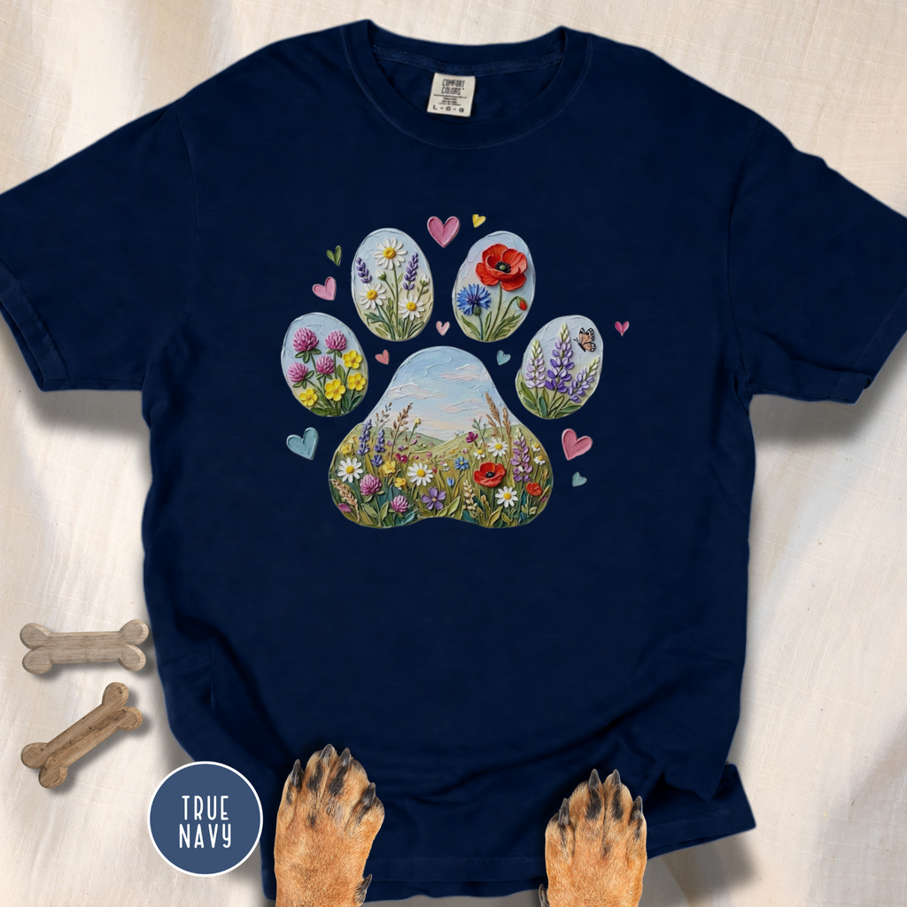 Meadow of Wildflowers Dog Paw T-Shirt