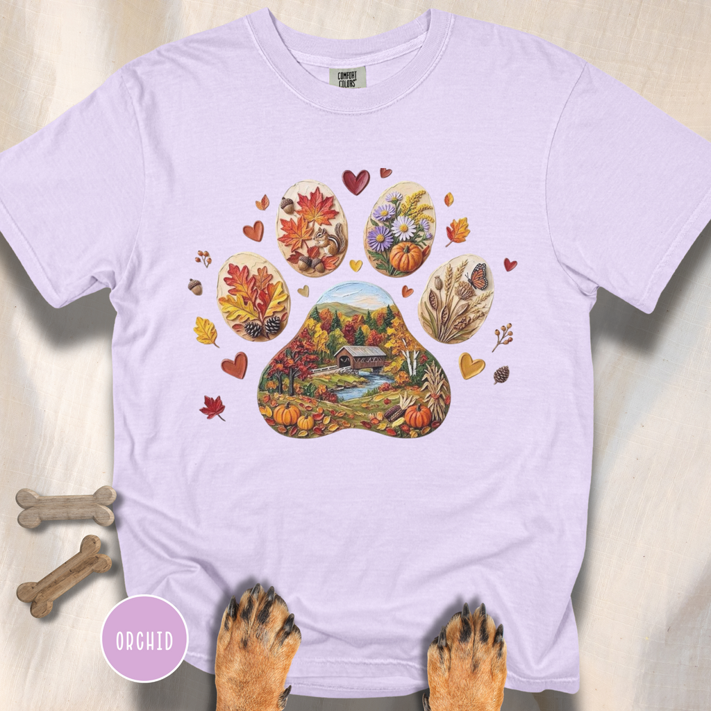 Fall in New England Dog Paw T-shirt
