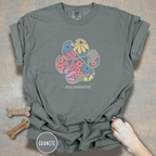 Stay Pawsitive Floral Paw Print T-Shirt