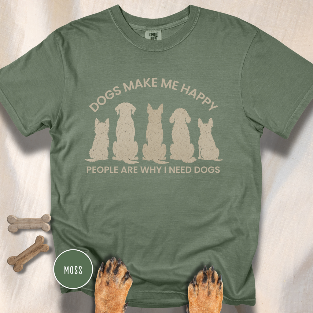 Dogs Make Me Happy, People are Why I Need Dogs Silhouette T-shirt