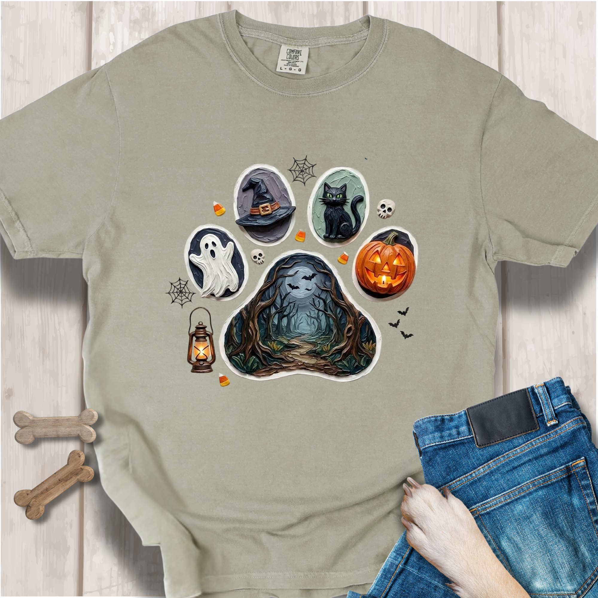 Spooky Season Dog Paw Comfort Colors T-Shirt
