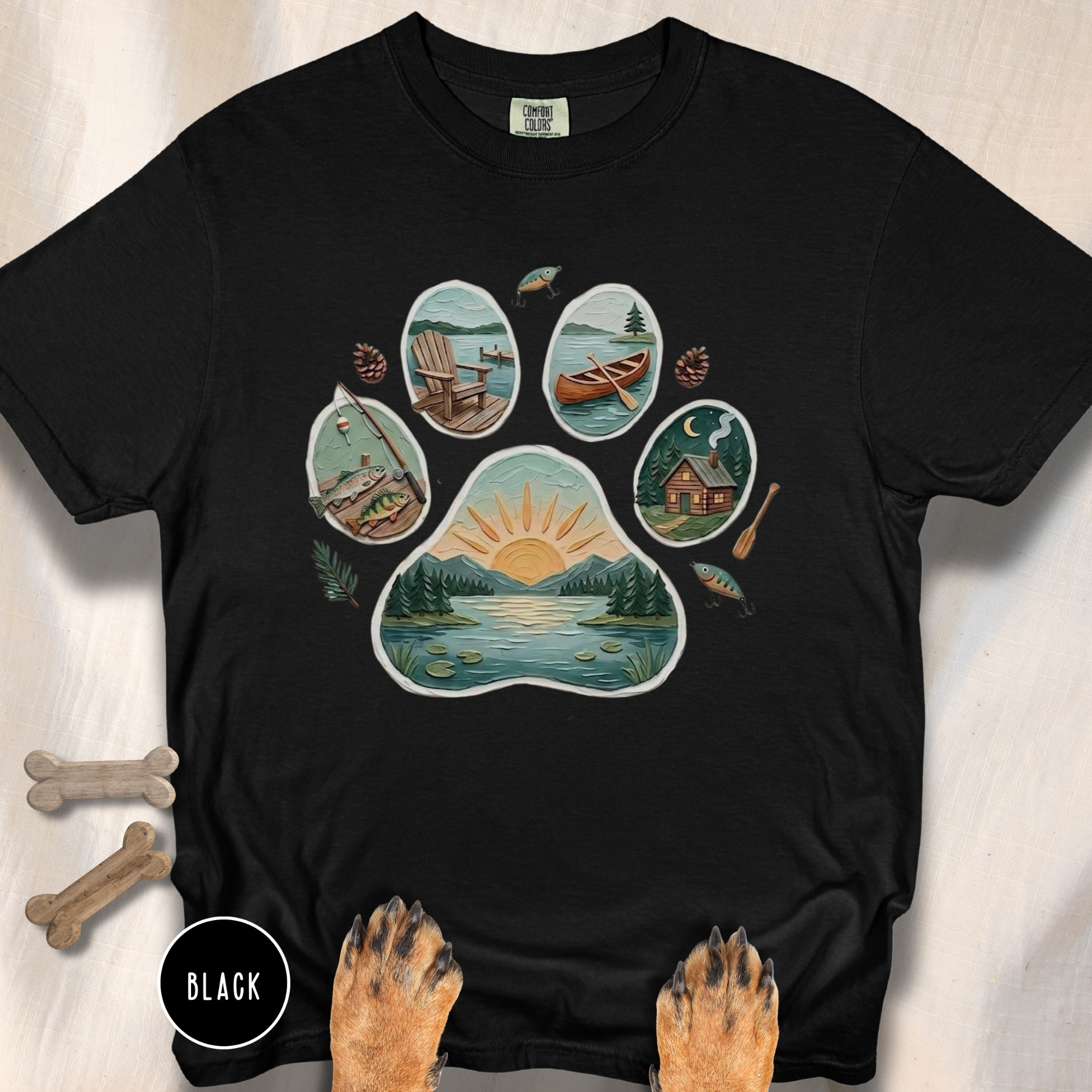 Lake Life Dog Paw T-Shirt