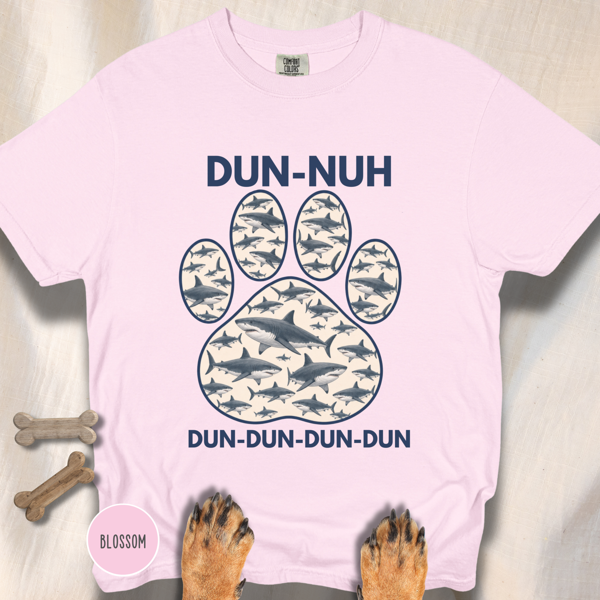 Shark Theme Song Paw Print T-shirt