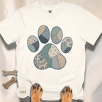 Faux Patchwork Coastal Dog Paw T-shirt