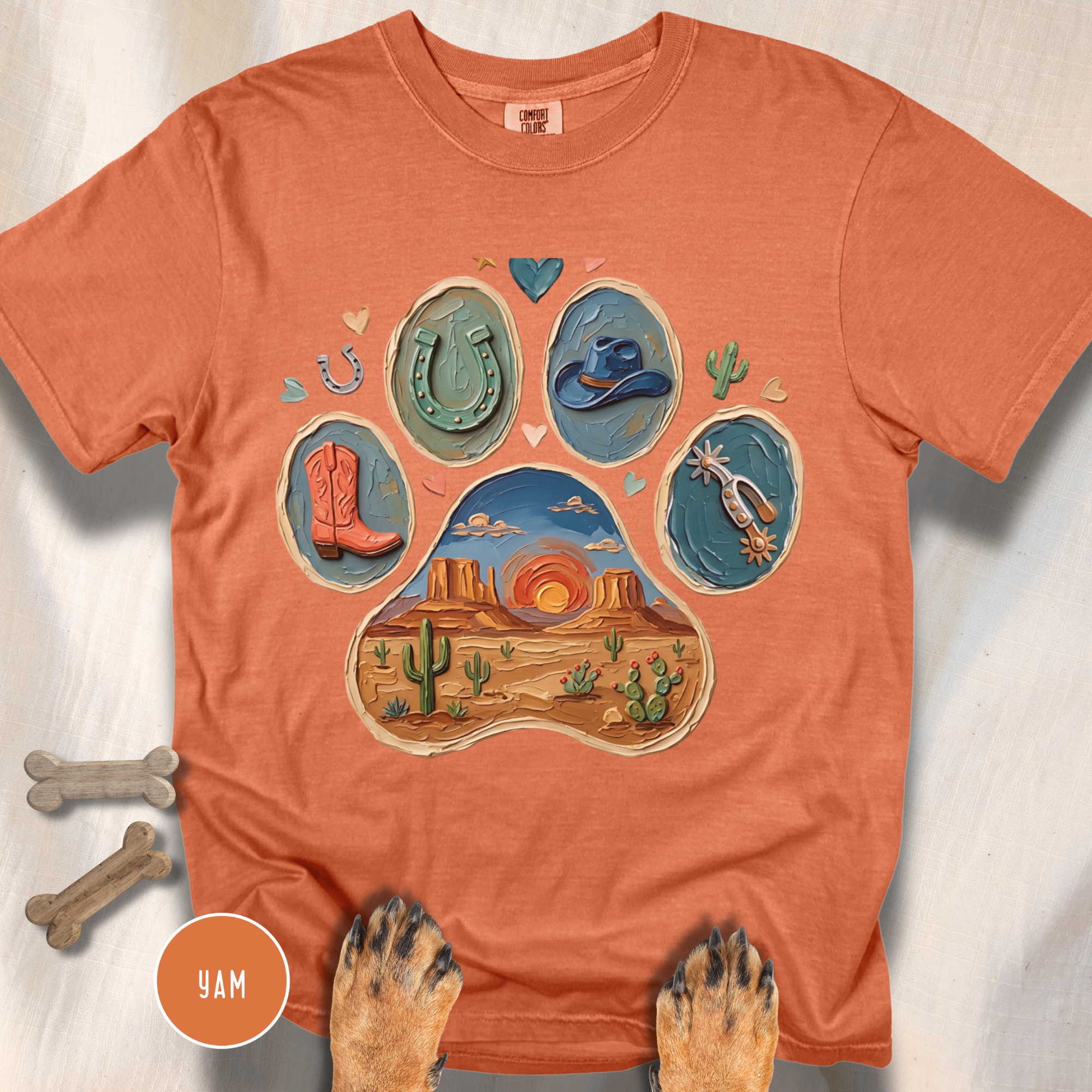 Western Desert Cowboy Paw Print T-Shirt