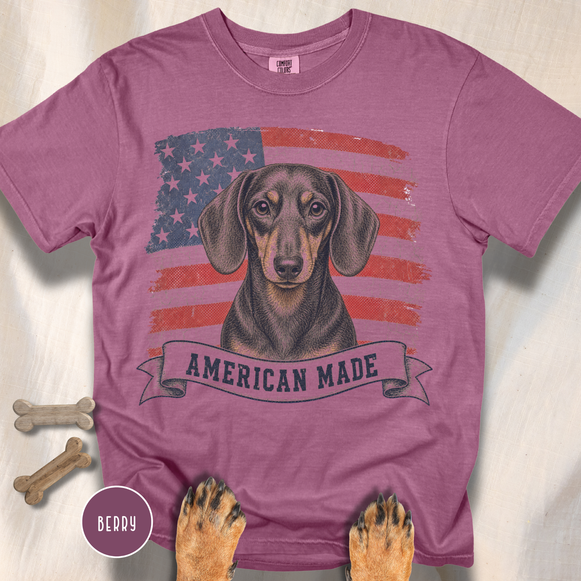 Dachshund American Made USA flag T-shirt