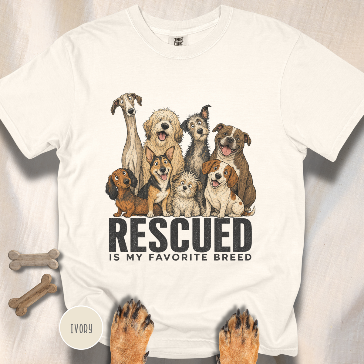 Rescued is My Favorite Breed Group Photo T-shirt