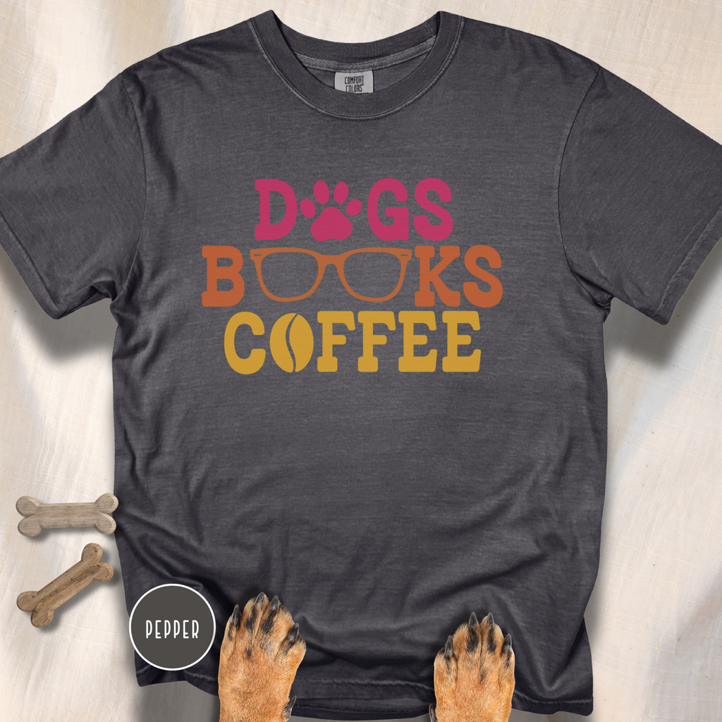 Dogs Books Coffee T-shirt
