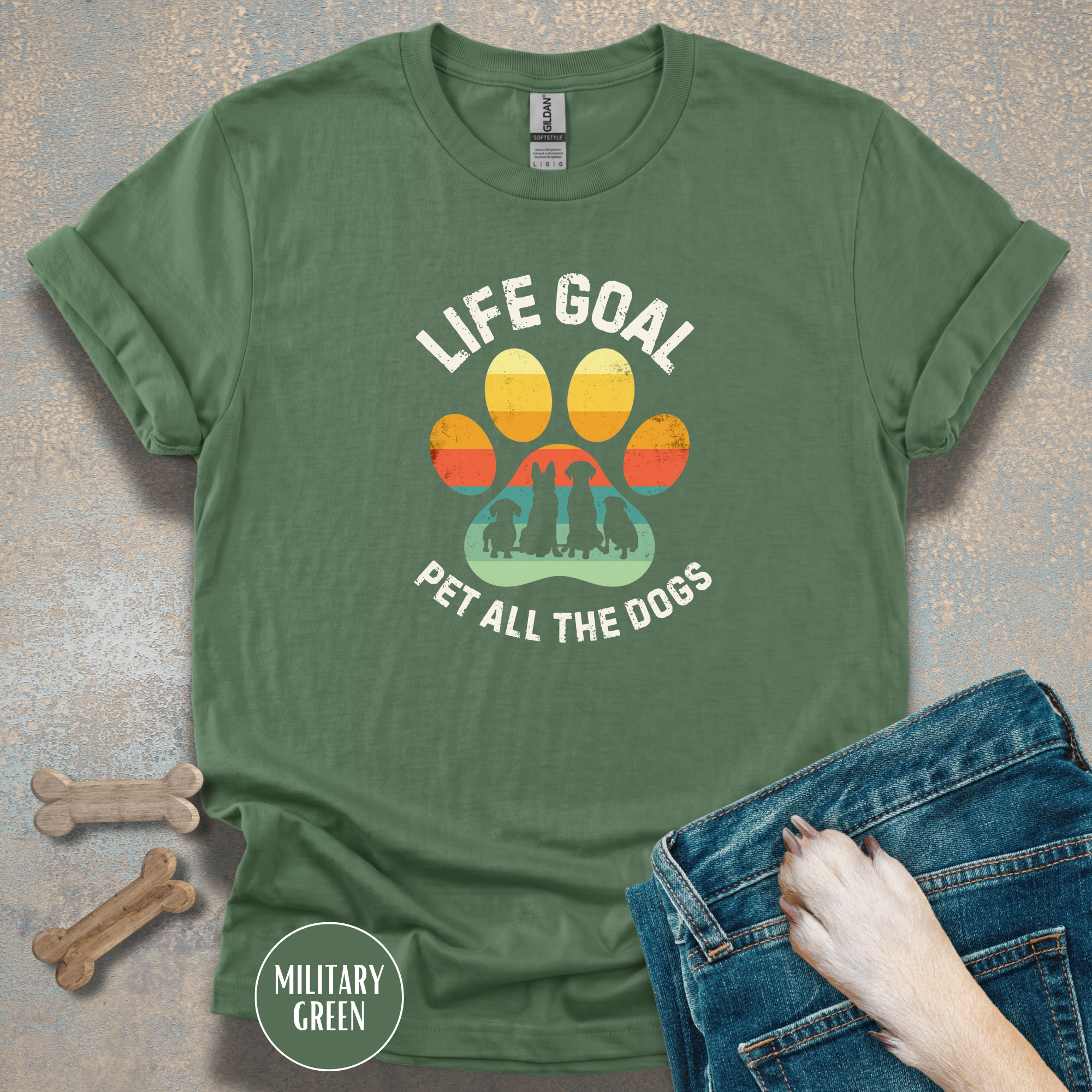 Life Goal: Pet All The Dogs T-Shirt | Funny Dog Lover Shirt
