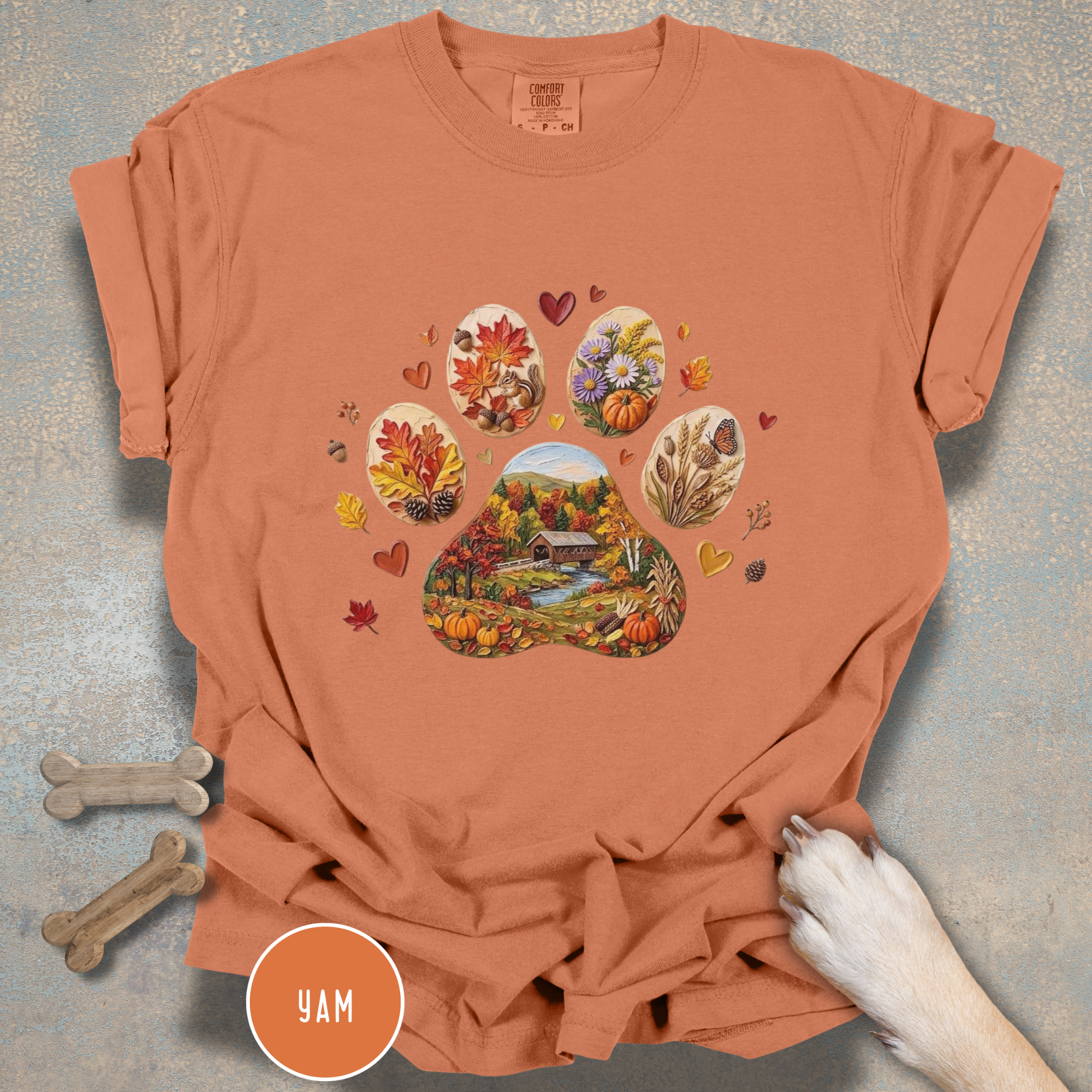 Fall Dog Paw T-shirt