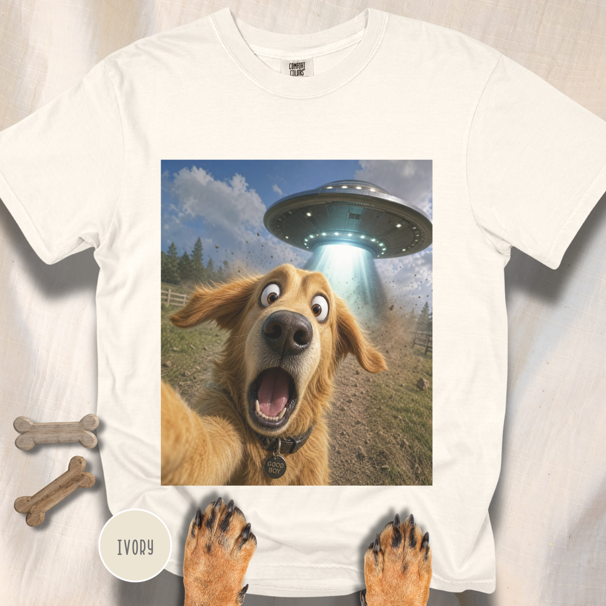 Dog UFO Selfie T-shirt