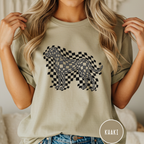 Checkerboard Dog Optical Art T-shirt