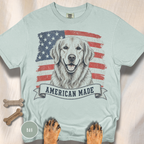 Golden Retriever American Made USA flag T-shirt