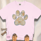 Faux Patchwork Coastal Seashore Dog Paw T-Shirt