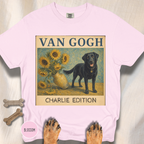 Personalized Black Lab Van Gogh Sunflowers Down T-Shirt
