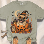 French Bull Dog in a Jack-o-Lantern T-shirt