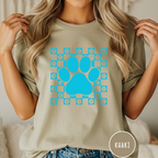 Retro Daisy Grid Paw Print T-shirt