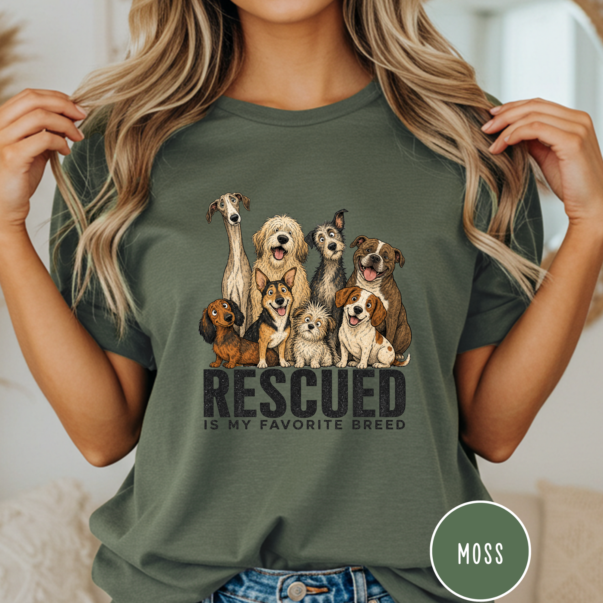 Rescued is My Favorite Breed Group Photo T-shirt