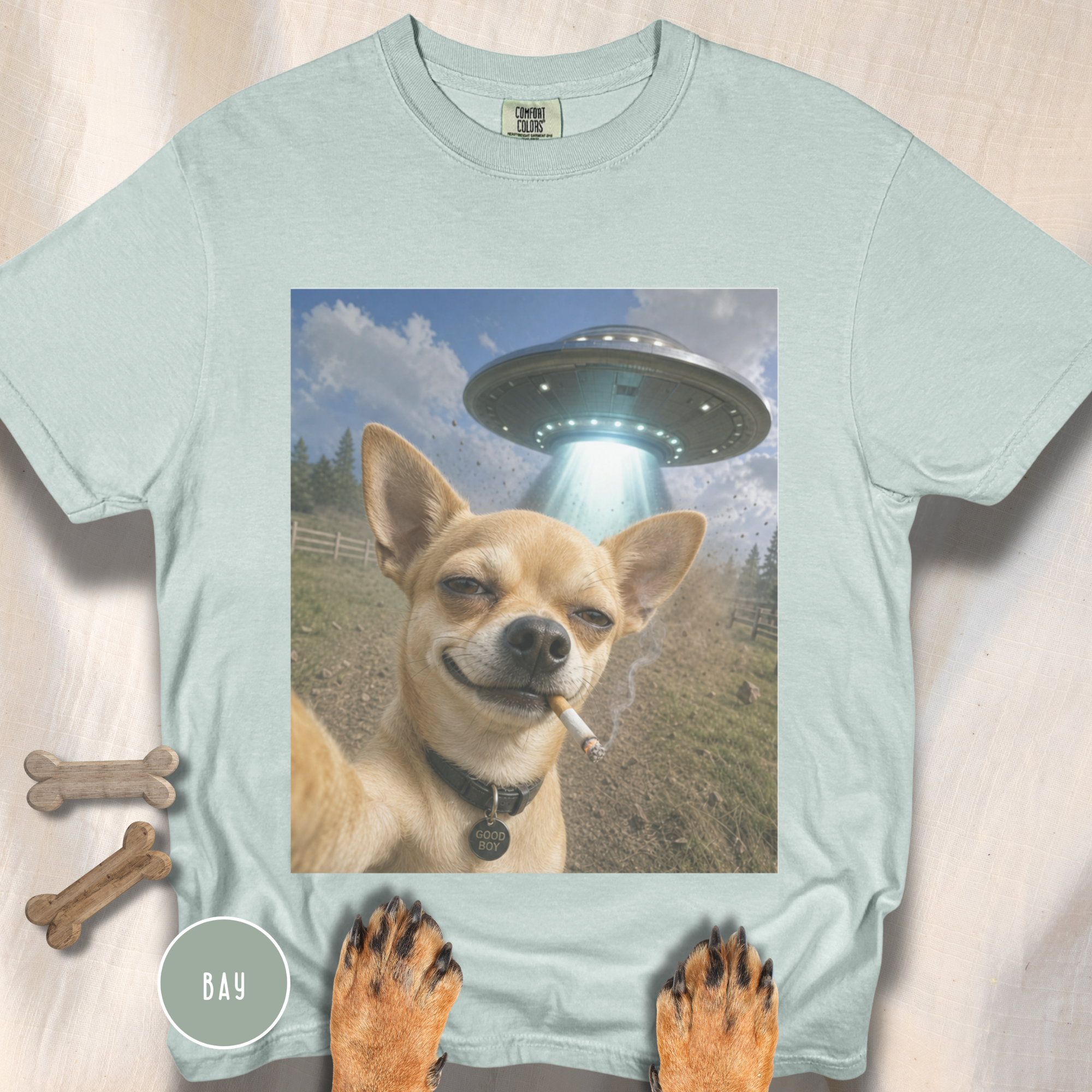 Chihuahua Smiling UFO Selfie T-shirt