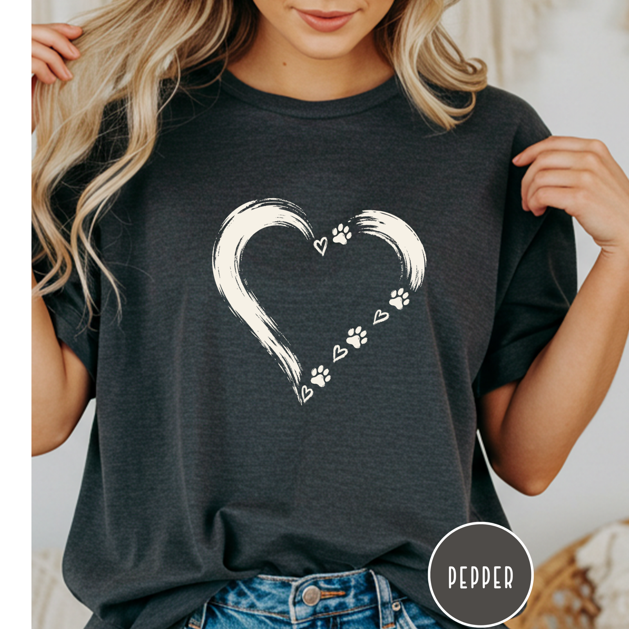 Brushstroke Heart Dog Paw T-Shirt