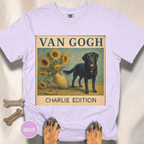Personalized Black Lab Van Gogh Sunflowers Down T-Shirt