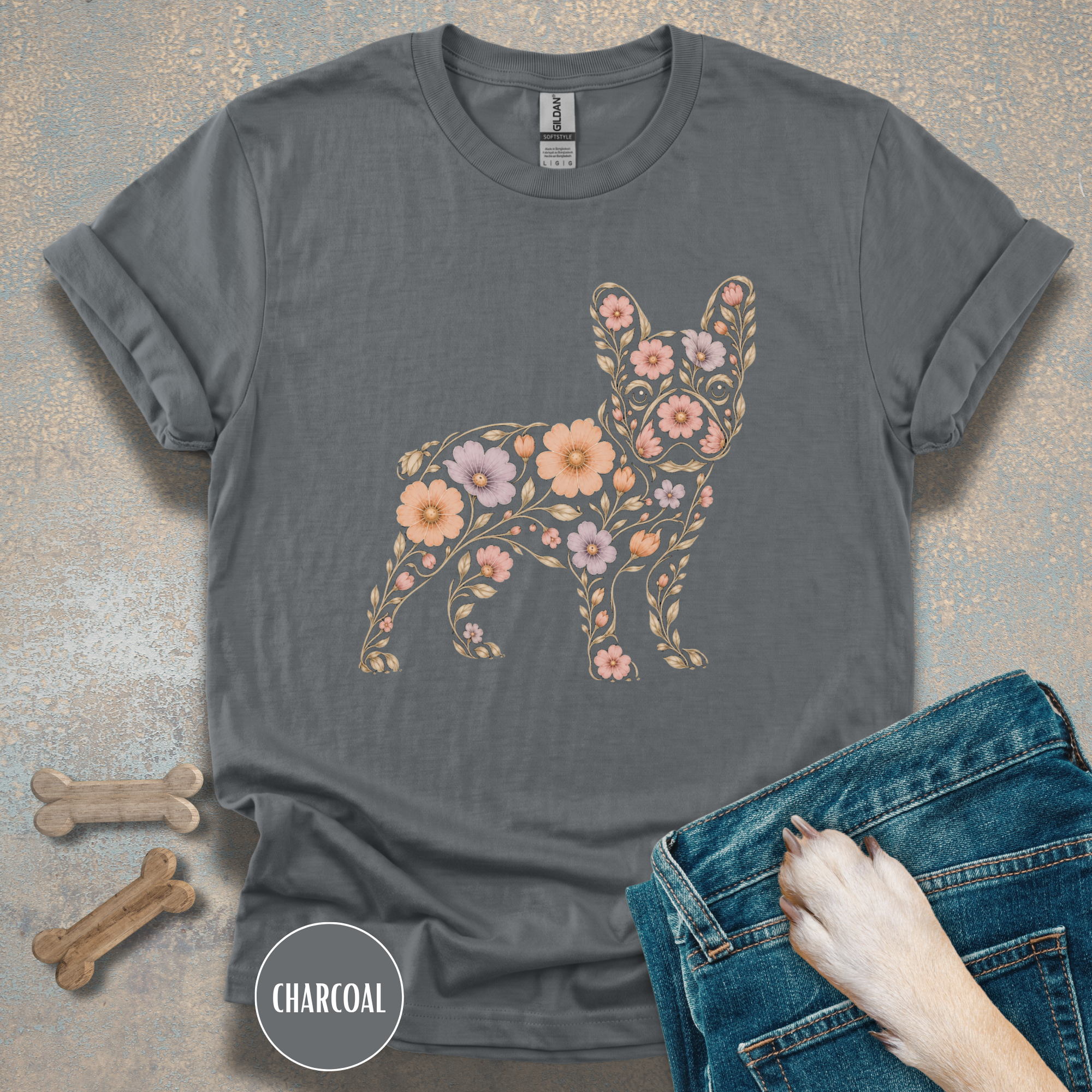 Floral French Bulldog T-Shirt