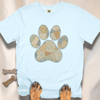 Faux Patchwork Coastal Seashore Dog Paw T-Shirt