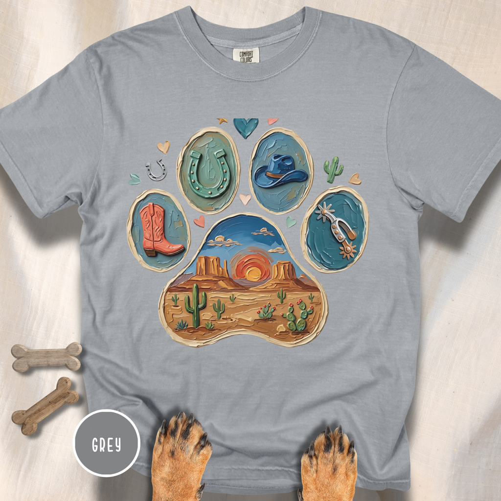 Western Desert Cowboy Paw Print T-Shirt