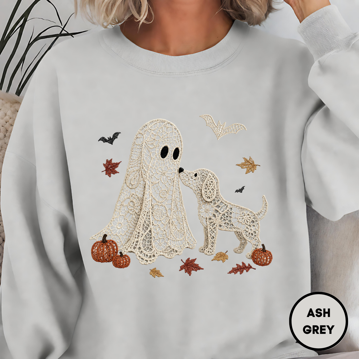 Lace Ghost with Lace Dog in Autumn T-shirt
