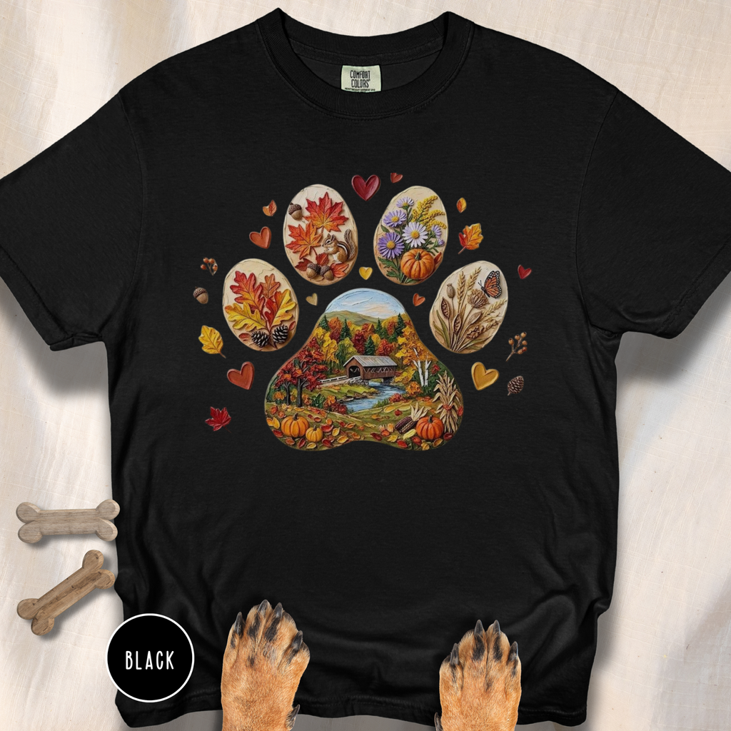 Fall in New England Dog Paw T-shirt